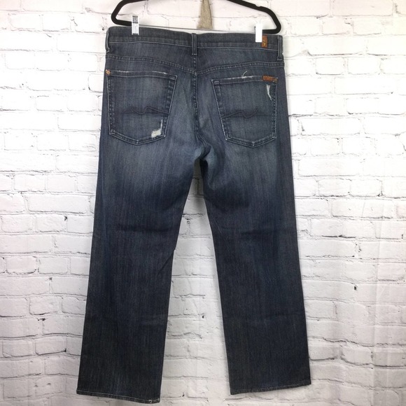 7 for all Mankind Austyn Men's Medium Wash Cotton Blend Straight Leg Jeans 36 - Picture 5 of 14